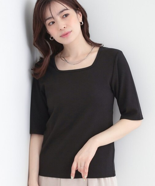 【ネックアソート】裏ひんやりテレコ5分袖トップス