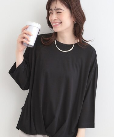 【SHOO ICE/UVカット/インしない】とろみフロントタック7分袖ゆるトップス