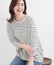 【ひんやり/UV/インしない】とろみフロントタック7分袖ゆるトップス