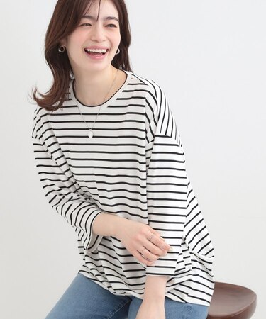 【ひんやり/UV/インしない】とろみフロントタック7分袖ゆるトップス