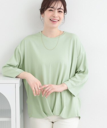 【SHOO ICE/UVカット/インしない】とろみフロントタック7分袖ゆるトップス