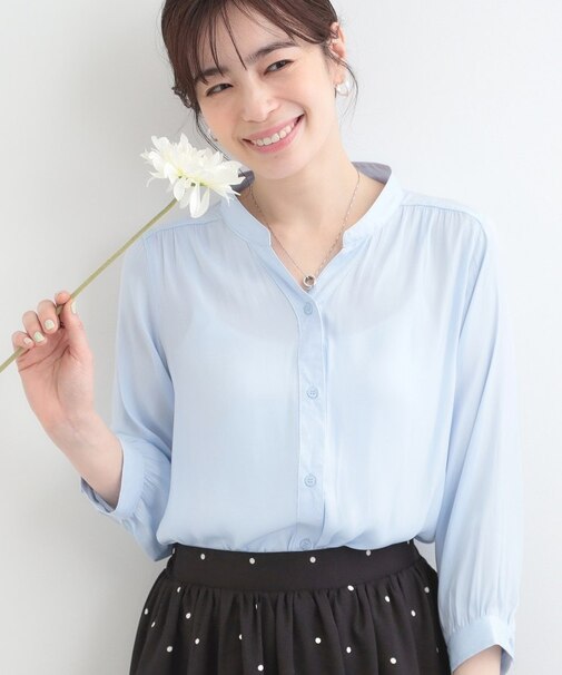 【S-LL】首元すっきり　七分袖ブラウス