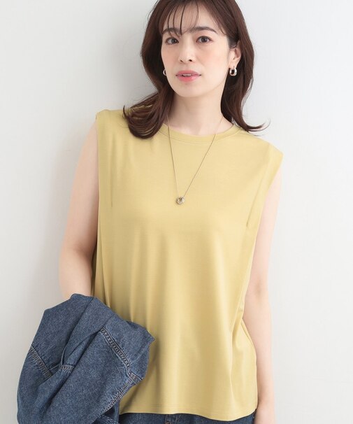 【UVカット/接触冷感】とろみタックノースリーブトップス