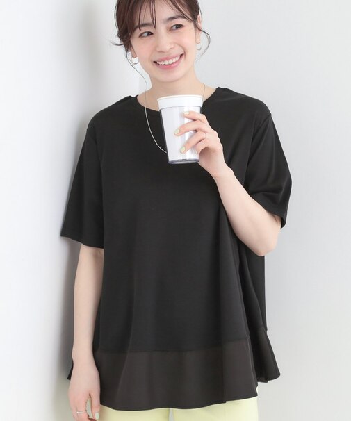 【接触冷感/UVカット/抗菌防臭】体型カバーも叶う　裾切り替えAライントップス