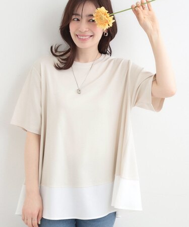 【接触冷感/UVカット/抗菌防臭】体型カバーも叶う　裾切り替えAライントップス