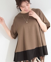 【ひんやり/UV/抗菌防臭】体型カバーも叶う 裾切り替えAライントップス