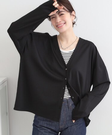 【S-LL/UV】手の甲まで隠れる 指穴付き とろみVネックカーディガン