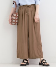 【選べる4柄/洗濯機可】さらっとしなやか　サテンワイドパンツ