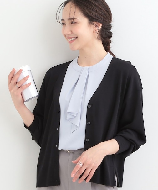 【洗濯機可/ひんやり/UV】さらっとしたタッチが心地よい ショートVカーディガン