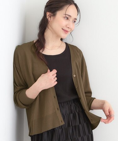 【洗濯機可/ひんやり/UV】さらっとしたタッチが心地よい ショートVカーディガン