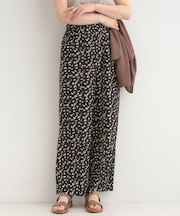 【S-LL/柄が選べる】ウエストゴムでらくちん 上品な光沢感　大人プリーツイージーパンツ