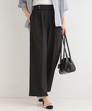 【着丈選べる/S-LL/洗濯機可】楽ちん×きれいみえ　ストレッチワイドパンツ