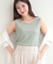 【前後2WAY/洗濯機可/S-LL】コーデのアクセントに きらきらラメタンクトップ