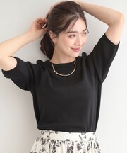 【毎日洗える/S-LL】上半身がすっきり見える　多機能5分袖ニット