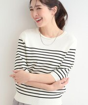 【毎日洗える/S-LL】上半身がすっきり見える　多機能5分袖ニット