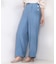 サイドボタンデニム風ワイドパンツ