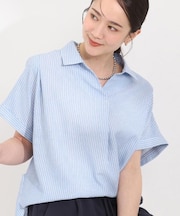 【ひんやり/UV/洗濯機可/抗菌防臭】インせず着られる フレンチリネン ドルマンスキッパーシャツ