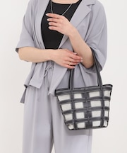 格子レイヤードトートバッグ