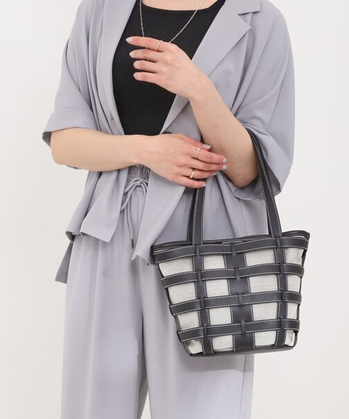 格子レイヤードトートバッグ