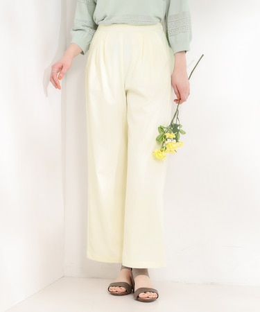 【洗濯機可/S-LL】ツータックでウエスト回りをすっきり見せるワイドパンツ