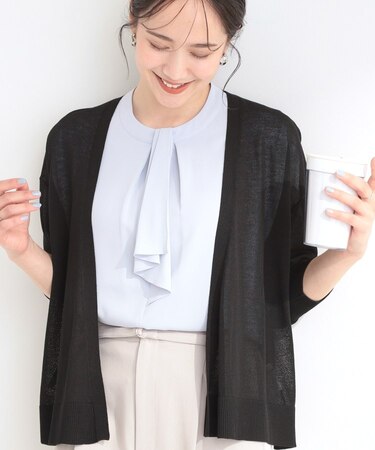 【ひんやり/洗濯機可/S-LL/選べる6色】サッと羽織るだけでこなれ見え マルチに使えるトッパーカーディガン