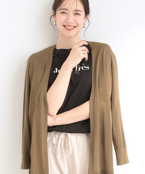 【ひんやり/洗濯機可/S-LL】着る方がすっきり見えに マルチに使えるミドルトッパーカーディガン