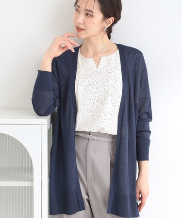 【ひんやり/洗濯機可/S-LL】着る方がすっきり見えに マルチに使えるミドルトッパーカーディガン