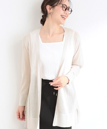【ひんやり/洗濯機可/S-LL】着る方がすっきり見えに マルチに使えるミドルトッパーカーディガン
