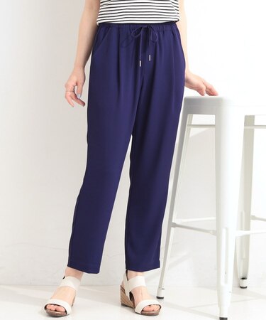 【セットアップ可/ひんやり/UV/SS-3L】さらさらぷるん イージーテーパードパンツ