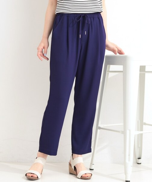 【セットアップ可/ひんやり/UV/SS-3L】さらさらぷるん イージーテーパードパンツ