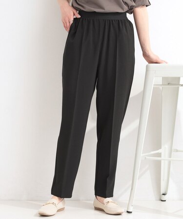 【ひんやり/UV/洗濯後しわになりにくい】楽なのにキレイ見え ウエストゴムテーパードパンツ