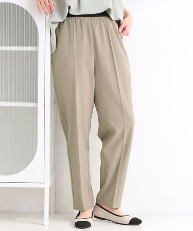 【ひんやり/UV/洗濯後しわになりにくい】楽なのにキレイ見え ウエストゴムテーパードパンツ