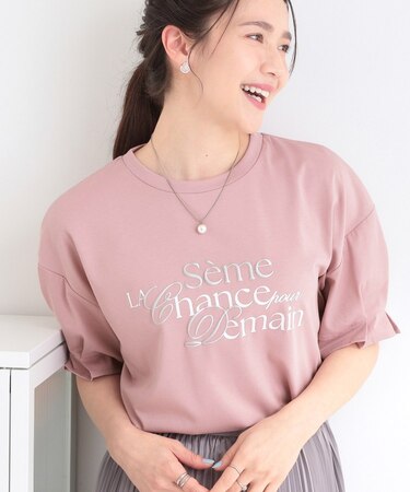 【ひんやり/UV】タックスリーブ ラメ発砲プリントTシャツ