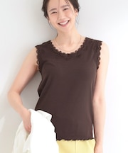 【前後2WAY/洗濯機可/S-LL】レースデザインタンクトップ