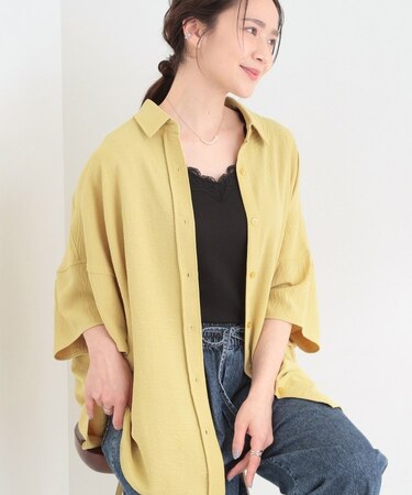 【洗濯後しわになりにくい/体型カバー】ポンチョ風ゆったりシャツ