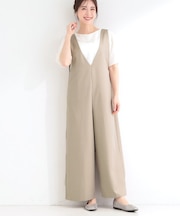 【洗濯後しわになりにくい/S-LL】ゆったりらくちんきれい見え　シンプルだから使いやすい 大人のオールインワン