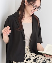 【セットアップ可/洗濯後しわになりにくい/S-LL】半袖テーラードジャケット