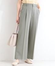 【セットアップ可／洗濯機可／S-LL】シンプルに美しく タックワイドパンツ