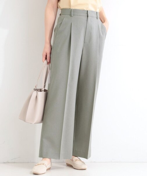 【セットアップ可／洗濯機可／S-LL】シンプルに美しく タックワイドパンツ