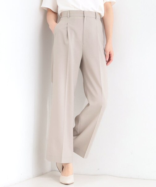 【セットアップ可／洗濯機可／S-LL】シンプルに美しく タックワイドパンツ