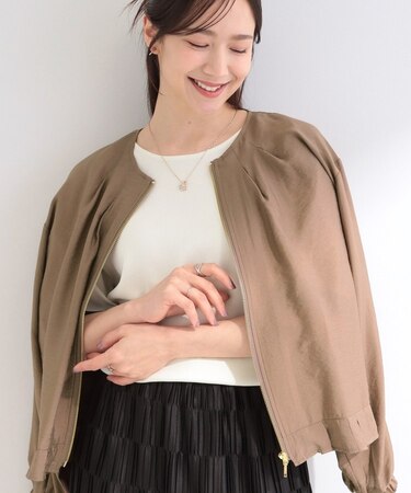 【洗濯機可/UV/S-LL】程よい透け感 襟元タック シアーブルゾン