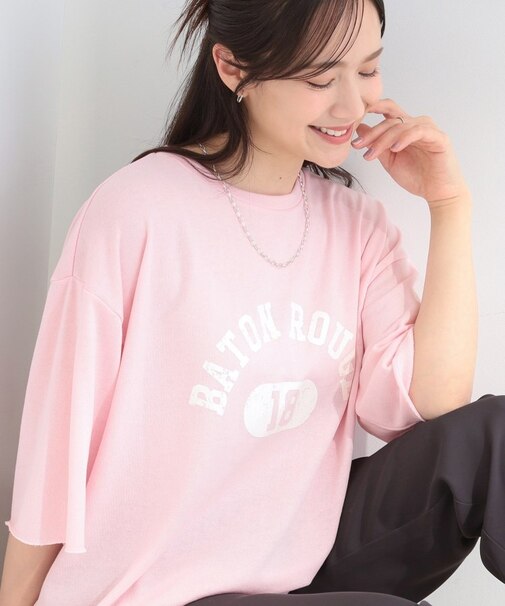 【洗濯機可/S-LL/選べる6柄】切りっぱなしお袖がこなれカジュアル 5分袖シアーTシャツ