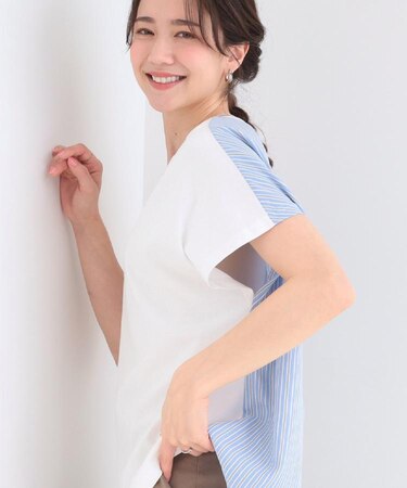 【S-LL/洗濯機可】異素材切り替え ひんやりTシャツ