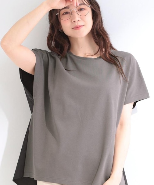 【S-LL/洗濯機可】異素材切り替え ひんやりTシャツ
