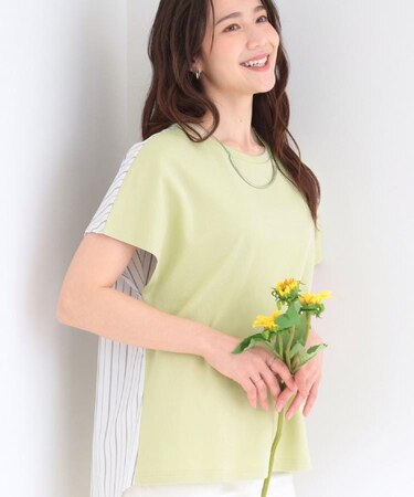 【S-LL/洗濯機可】異素材切り替え ひんやりTシャツ