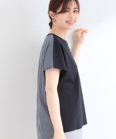 【S-LL/洗濯機可】異素材切り替え ひんやりTシャツ