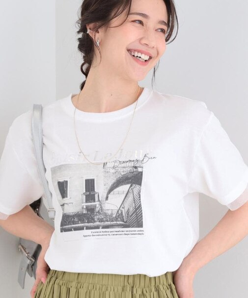 【ひんやり/S-LL/洗濯機可】色・柄選べる お袖チュールレイヤード プリントアソートTシャツ