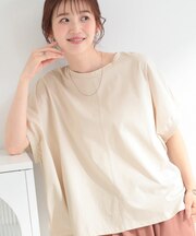 【ひんやり/洗濯機可】シンプルにこなれて見せる お袖ギャザードルマンTシャツ