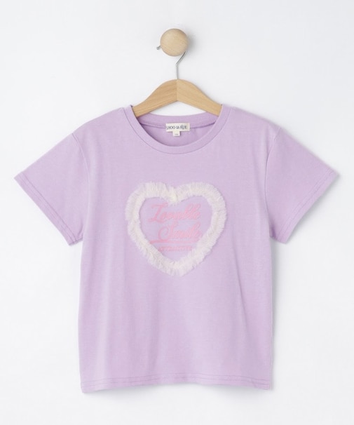 【100-150cm】ハートチュールＴシャツ