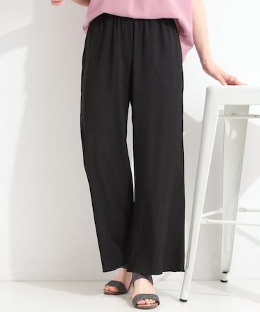 【洗濯機可/S-LL】さらさら、ゆったり 楊柳イージーワイドパンツ